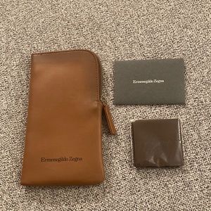 Ermenegildo Zegna faux leather glasses case / zipped wallet